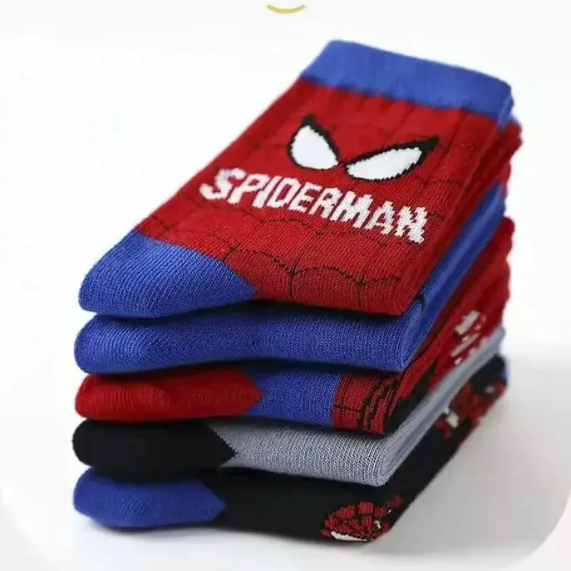 Nuevos disfraces de Cosplay, calcetines de Anime para bebé, calcetines de tubo de algodón con dibujos de Spiderman de héroe de Anime para niños, calcetines de Otoño Invierno para niños