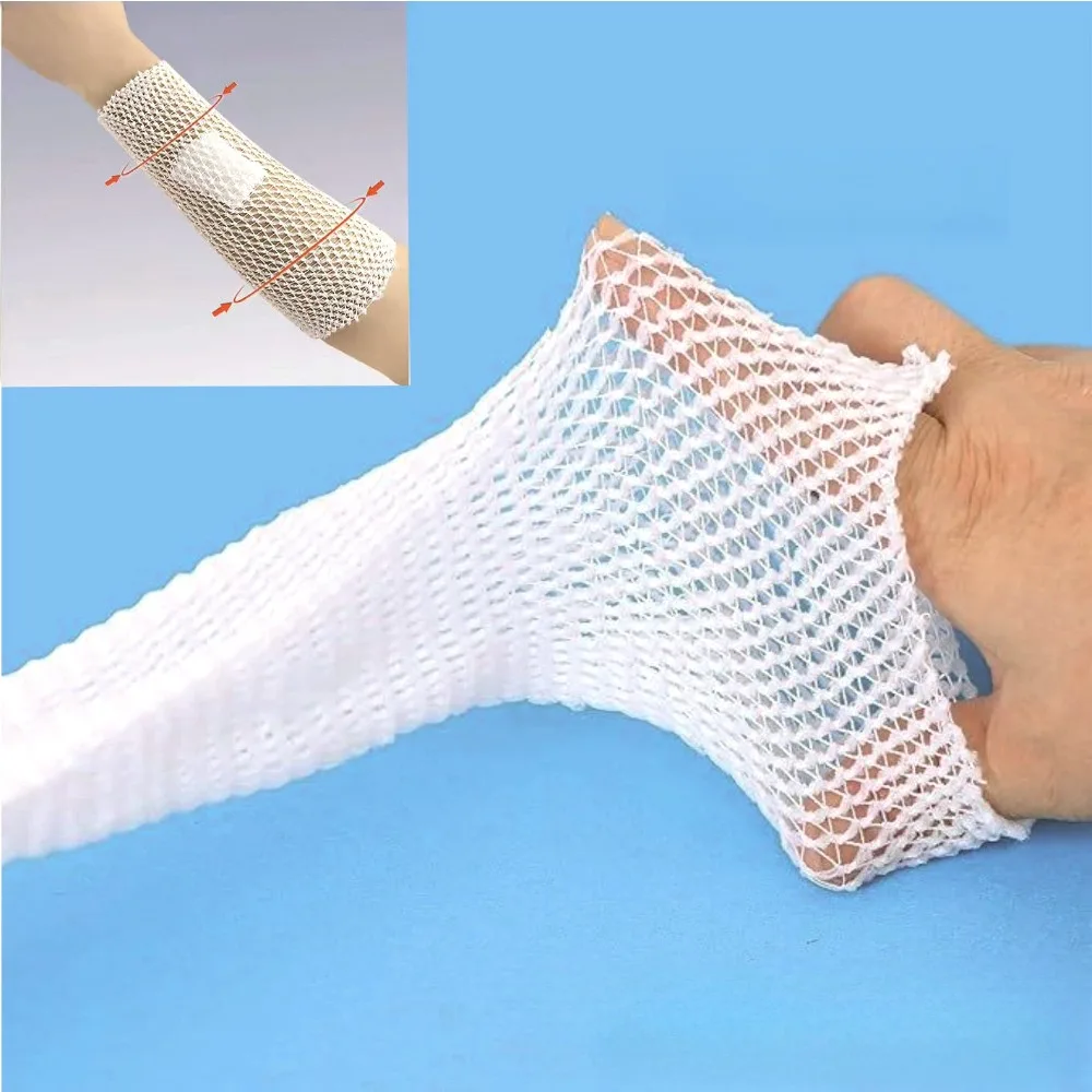 Elastic Tubular Mesh Bandage Breathable Gauze Wrist Ankle Finger Sports Injury Support First Aid Tape Compression Wrap Knee Care