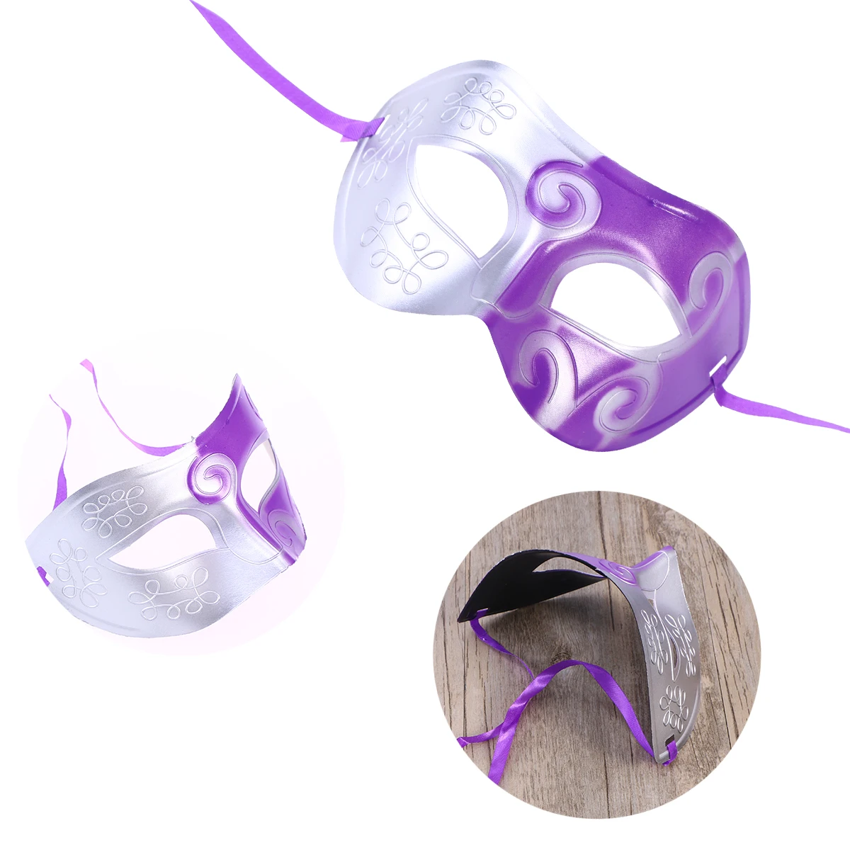 

Halloween Party Half Face Mask Engraving Masquerade Party Mask Party Up Costume Creative Gift for Men (Purple)