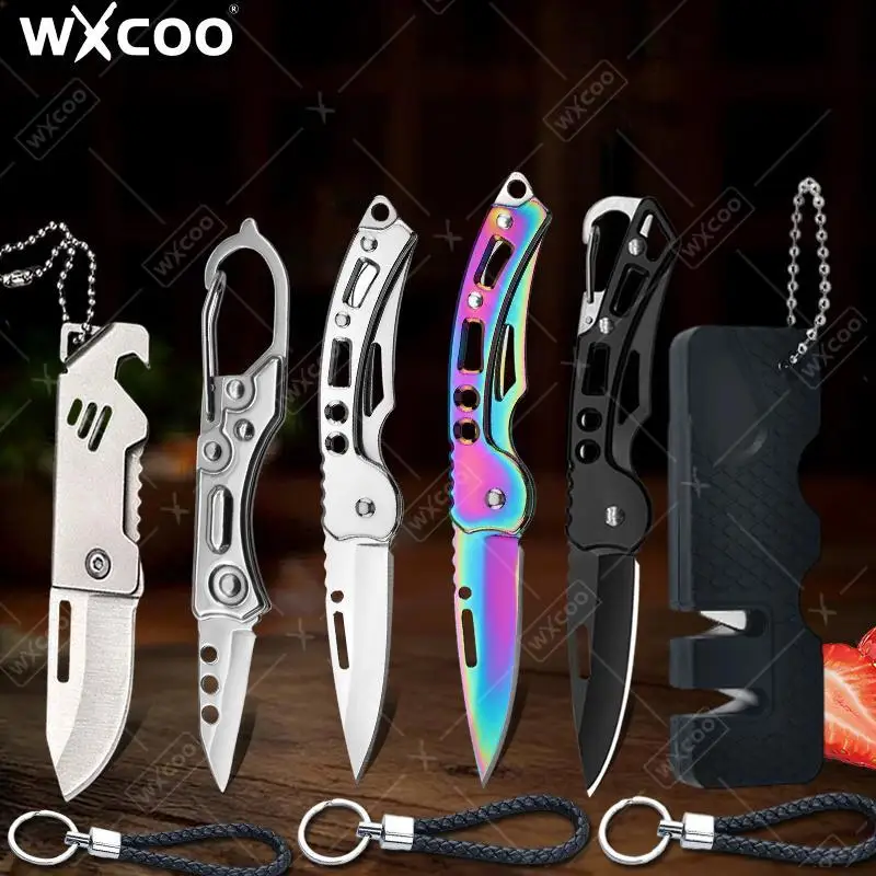 WXCOO Stainless Steel Houseold Fruit Slicing Peeling Peeler Knife Portable Pocket Folding Knife Ideal for Home Kitchen Travel