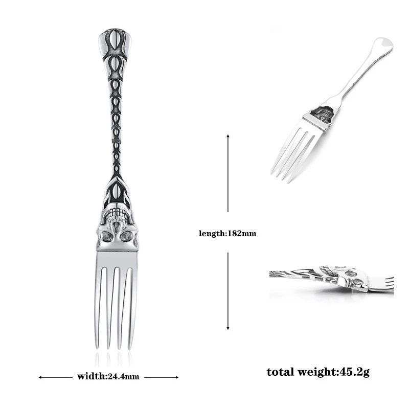 Stainless Steel Skeleton Skull Spoon and Fork Flatware Tableware Angel Mermaid Look Great Gifts Halloween Easter and Christmas