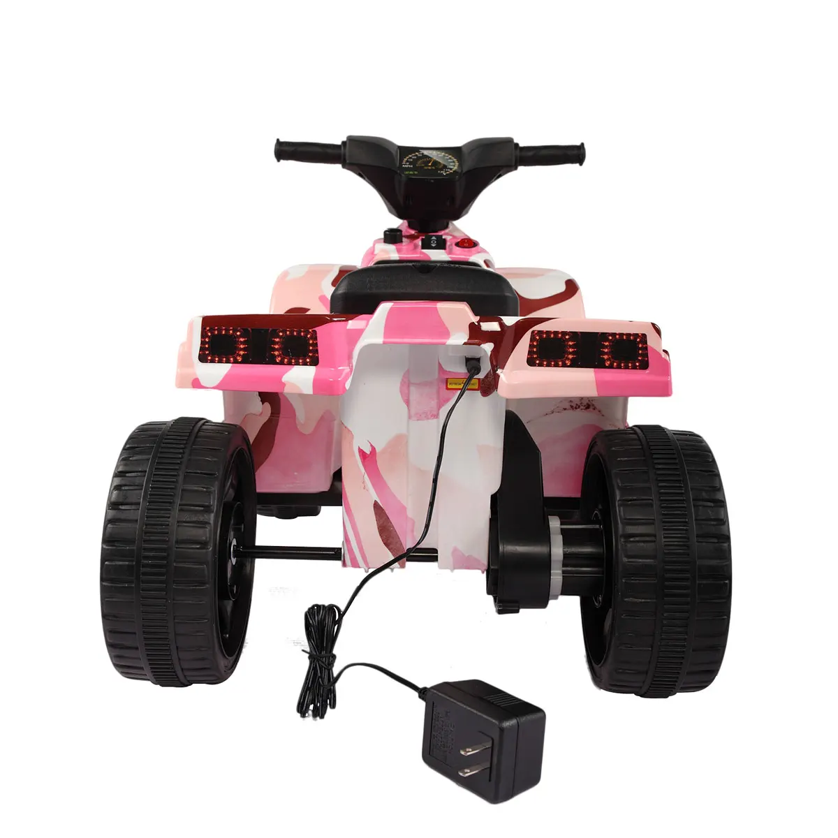 Coche eléctrico ATV para niños, vehículo de juguete, color rosa y negro