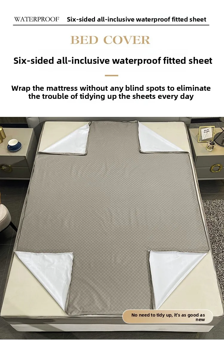 Wasserdichter Matratzenbezug mit Reißverschluss Sechsseitig Vollständig Umschließender Tatami-Matratzenbezug Antibakterieller Spannbettlaken für Queen- und King-Betten – Detail 11