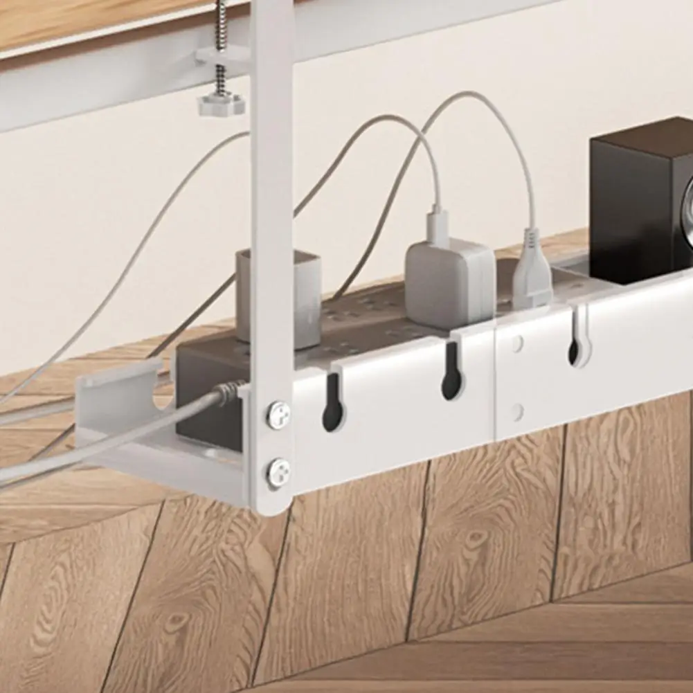 Desk Power Adapter Storage Rack under Desk Cable Organizer Tray Capacity Cable Storage Rack Retractable Clip-on Carbon Steel