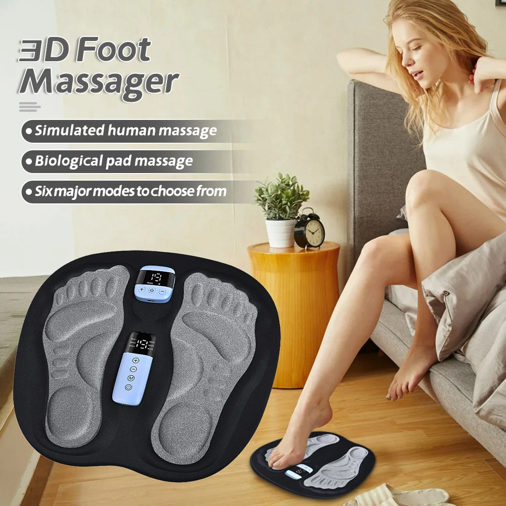 EMS Intelligent Foot Massager Pulse Acupoint Massage Relieve Pain Therapy Masajeador Improve Blood Circulation Relax Muscles Pad