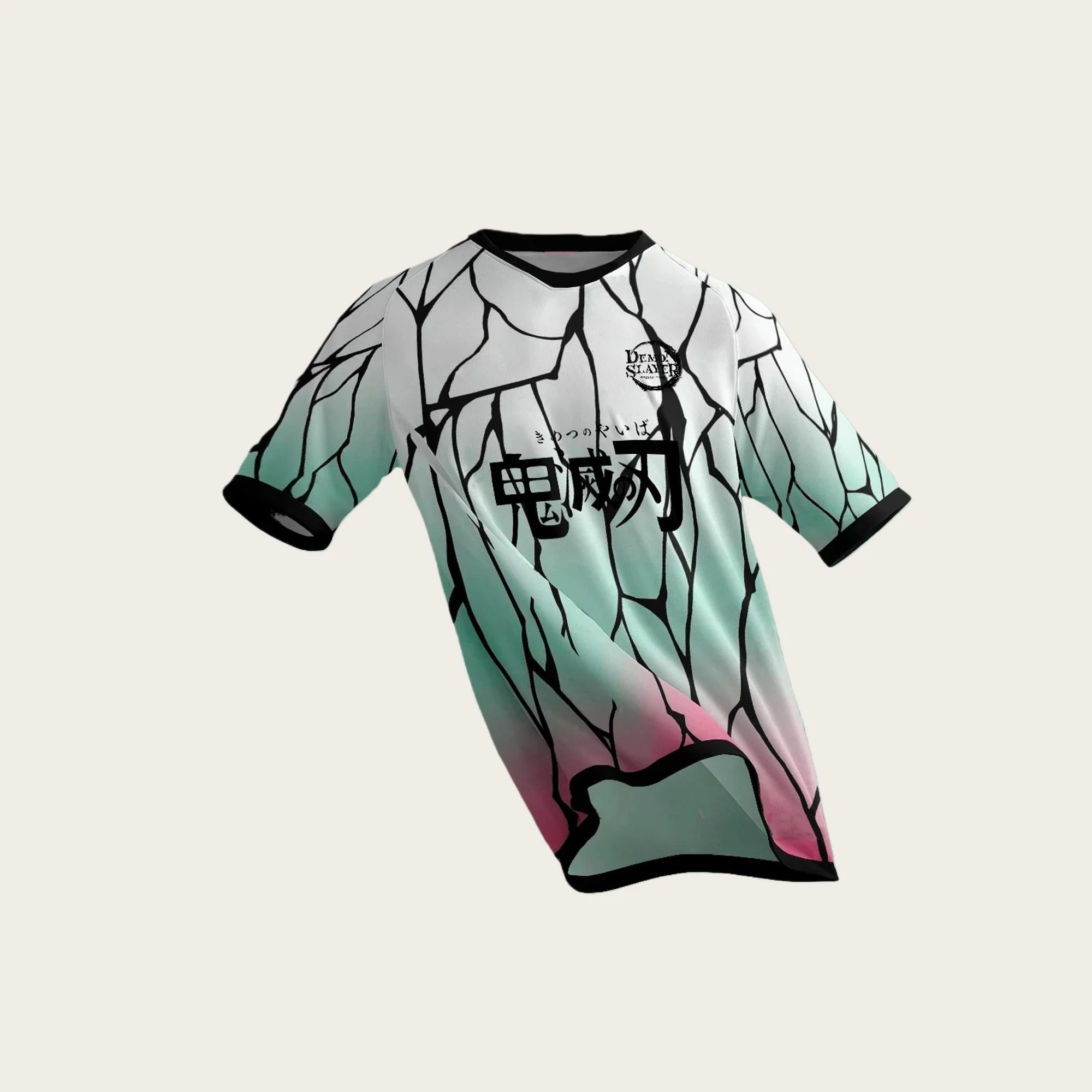 Nuevas camisetas de fútbol Anime japonés Bandai Demon Slayer Tanjiro Nezuko camiseta deportiva calle suelta para hombres niños Navidad
