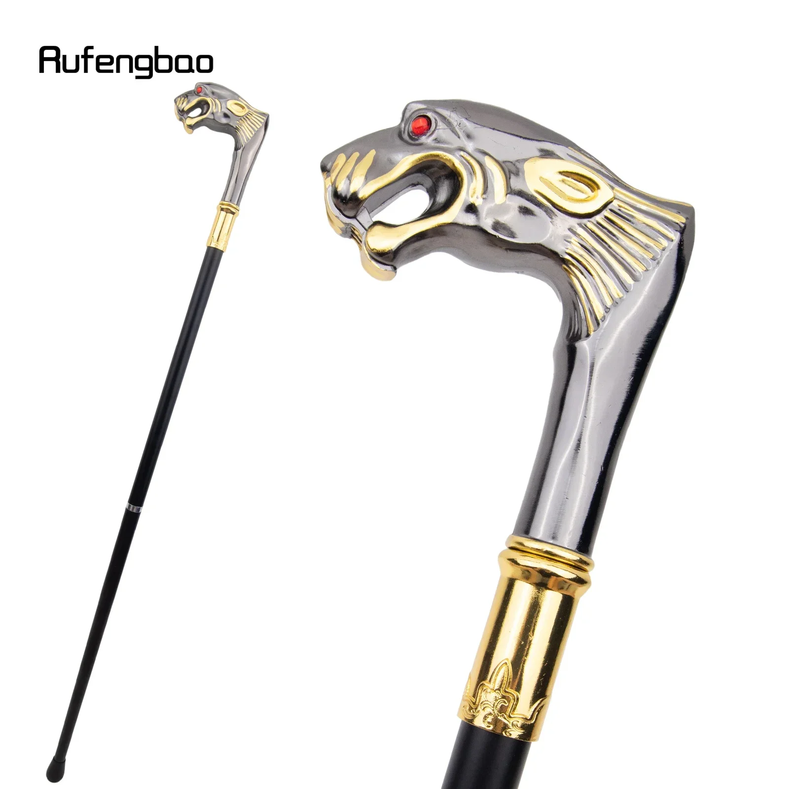 

Golden Black Leopard Red Eye Luxury Fashion Cosplay Walking Stick Party Decorative Cane Elegant Crosier Knob Stick 92cm