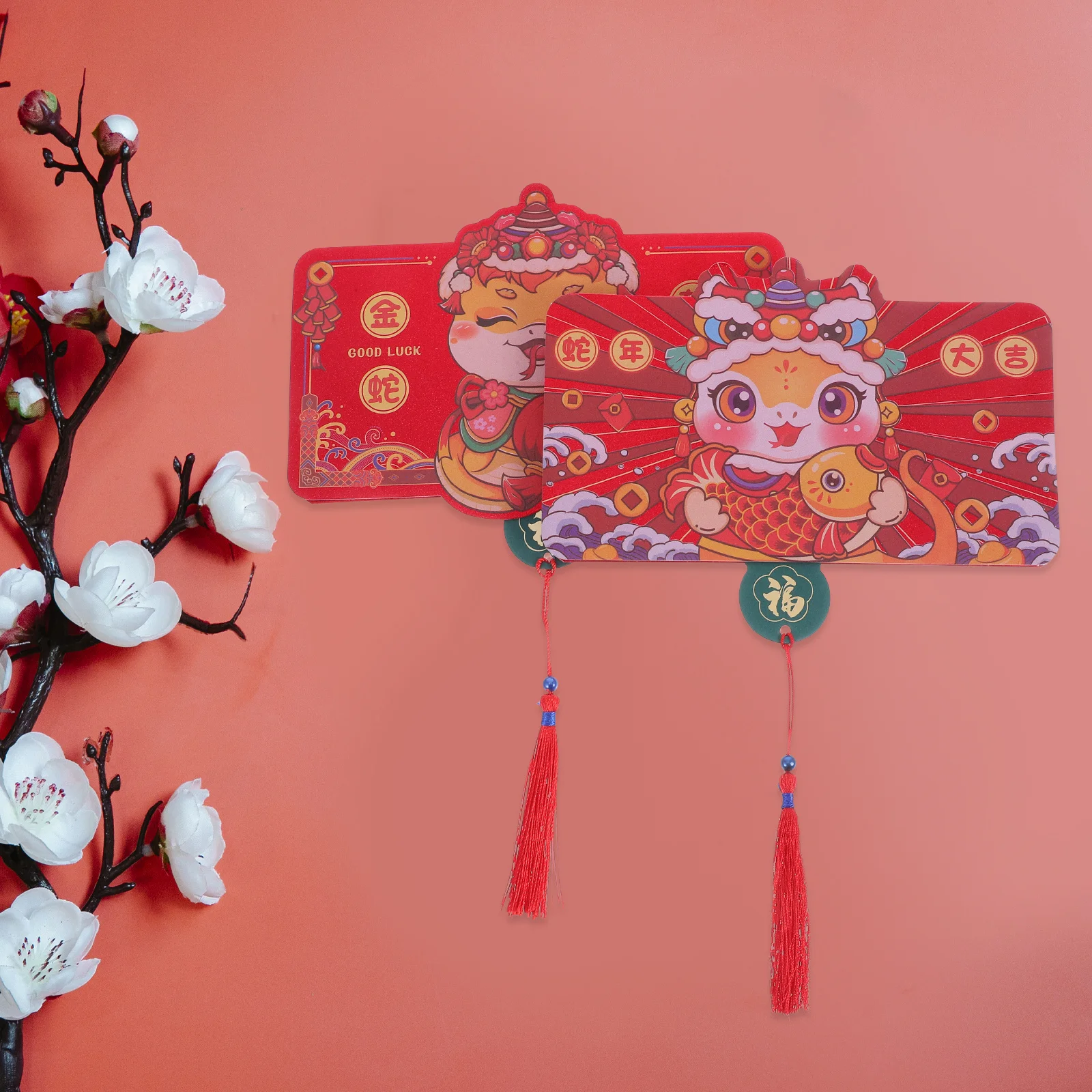

2Pcs 2025 Year of The Snake Red Envelopes High Capacity Money Holders Lunar New Year Cash Pockets Spring Festival