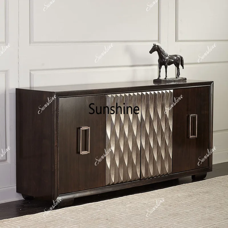 Nordic modern minimalist solid wood sideboard light luxury living room entryway renovation