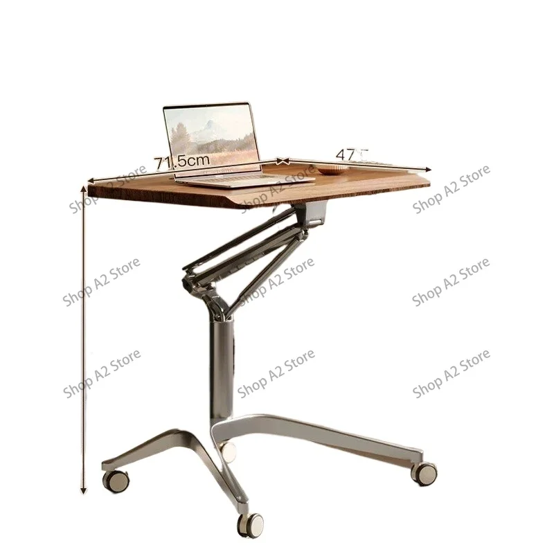 Pneumatic Standing Desk, Height Adjustable Mobile Laptop Table for Home Office, Small Sit Stand Workstation