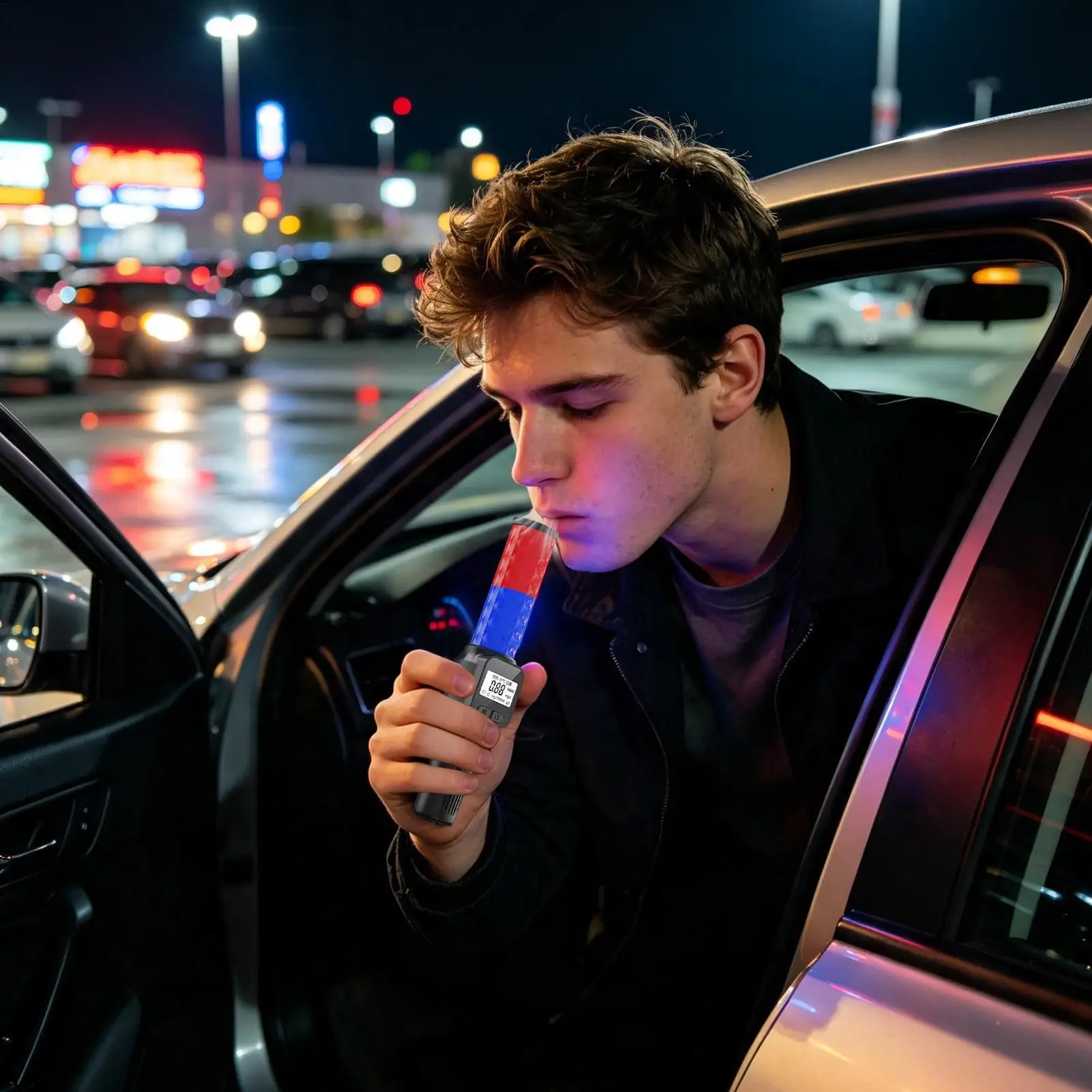 Alcohol Breathalyzer Tester Rechargeable Drinks Blower Meter Device Accurate Alcohol Breathalyzer for Commuting Home Outdoor