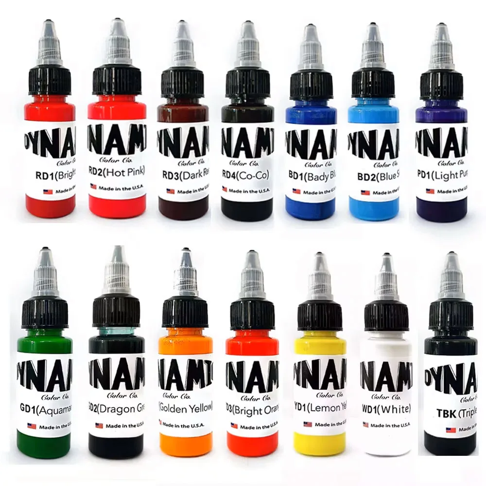 14Pcs Tattoo Ink 14 Colors Set 1 oz 30ml/Bottle Tattoo Inks Pigment Kit for 3D Makeup Beauty Skin Body Tattooing Art Painting