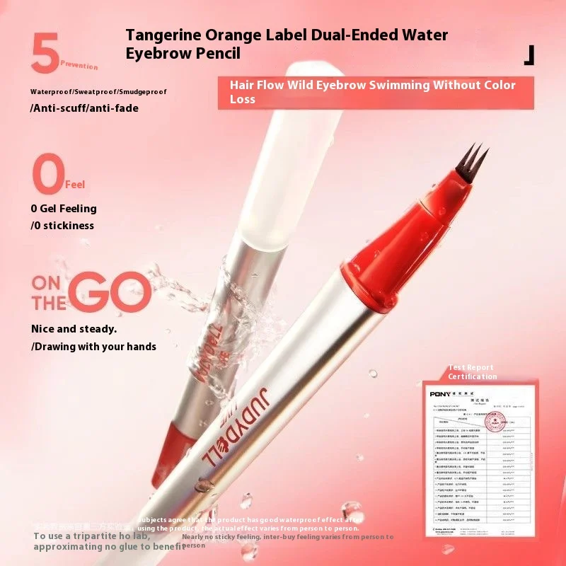 Judydoll 3 Prongs Water Eyebrow Pen Waterproof Long Lasting Smudge Proof Built-in Eyebrow Coat Wild Brows