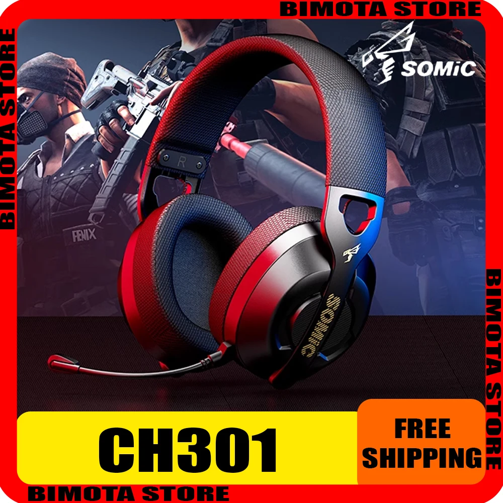 

Somic CH301 Wireless Headphone Three Mode Light Weight Low Latency FPS Gaming Headset Earphone Customize Pc Gamer Accessories