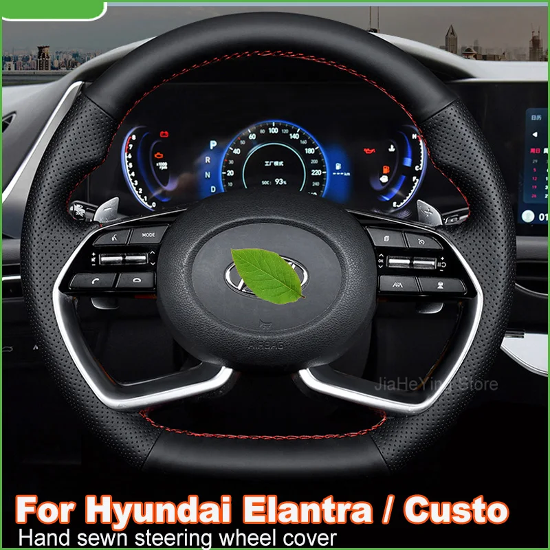 Hand Stitching Non-slip Genuine Leather Suede Car Steering Wheel Cover For Hyundai Elantra Custo Tucson MUFASA Auto Accessories