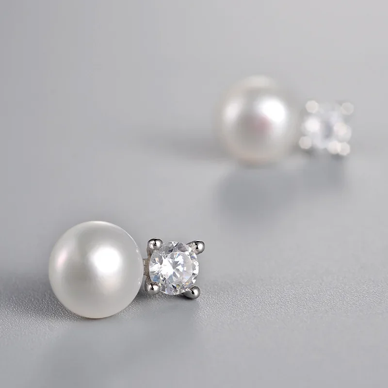 New Hot Fashion 925 Sterling Silver Pearl zircon Earrings for Women Girls Gift Fashion Statement Jewelry