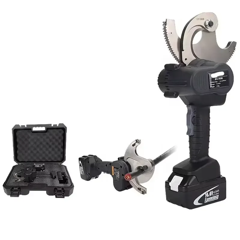 EC-50M Cordless Hydraulic Cable Cutter Battery Powered Ratchet Scissors for Max 50mm Copper Aluminum Wire Cutting Tool
