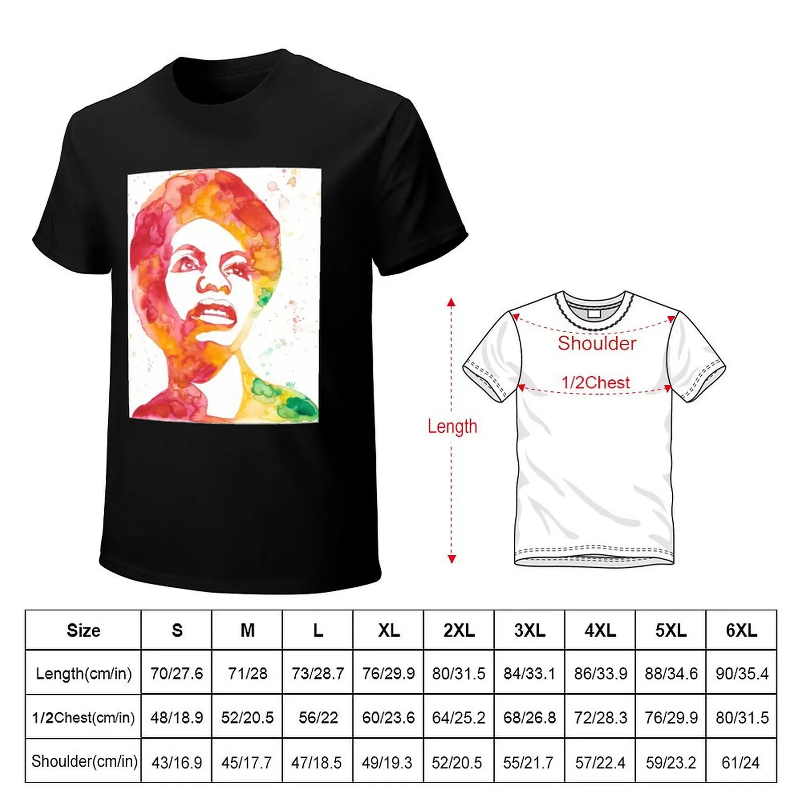 Nina Simone in Red and Orange T-Shirt Fashion Graphic Tee for Men
