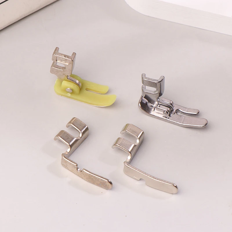 4Pcs Old Sewing Machine Zipper Presser Foot Set (Iron Presser Foot, Plastic Presser Foot, Left Hole And Right Hole Single Side)