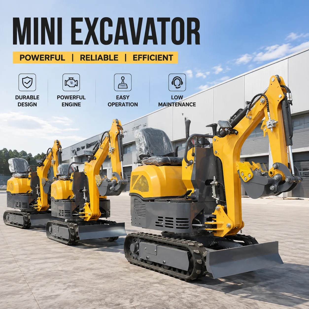 Mini Excavator Powerful Hydraulic Crawler Digger Compact Excavator with Blade for Farm and Construction Work