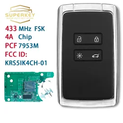 Llave inteligente sin llave PCF7953M, Chip 4A, 434Mhz, para Renault Megane 4, Espace 5, Kadjar Talisman, 2016, 2017, 2018, 2019, SUPERKEY KR5IK4CH-01