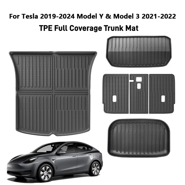 Dla Tesla Model Y/3 Przednia tylna mata bagażnika TPE Pełne pokrycie Pokrywa bagażnika Oparcie siedzenia Podkładka ochronna Cargo Liner Mata przeciw zabrudzeniom