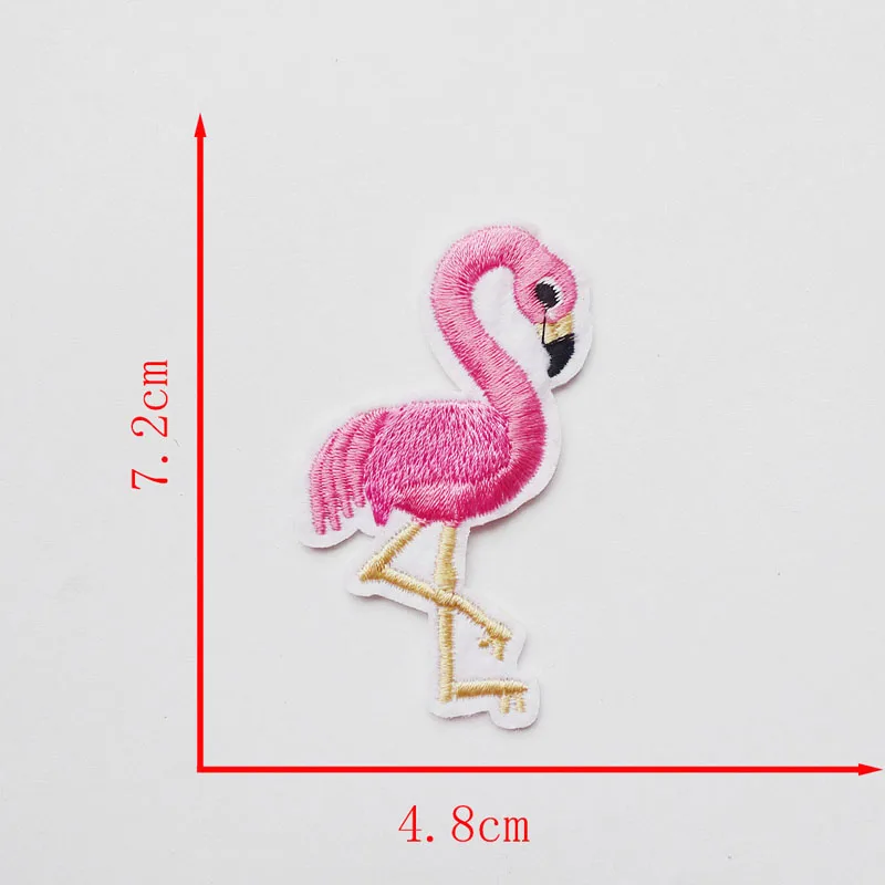 High Quality 10 Pcs Flamingo Embroidered Patches For Clothing Iron on Badge Sticker Stripes Applique