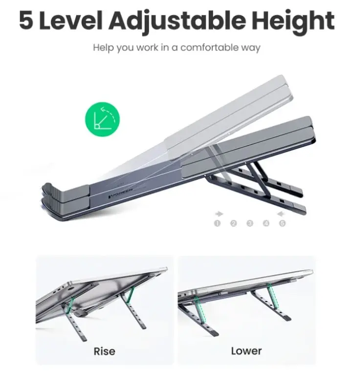 UGREEN Laptop Stand for Macbook Air Pro Foldable Aluminum Vertical Notebook Stand Laptop Support Macbook Pro Tablet Phone Stand