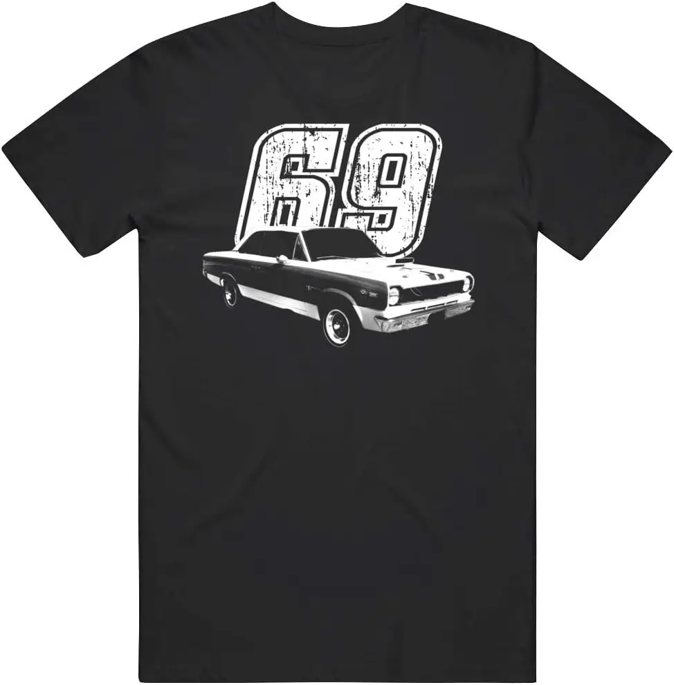 PurpleMonkeyTees 1969 Amc Rambler Scrambler Three Quarter View with Year T Shirt