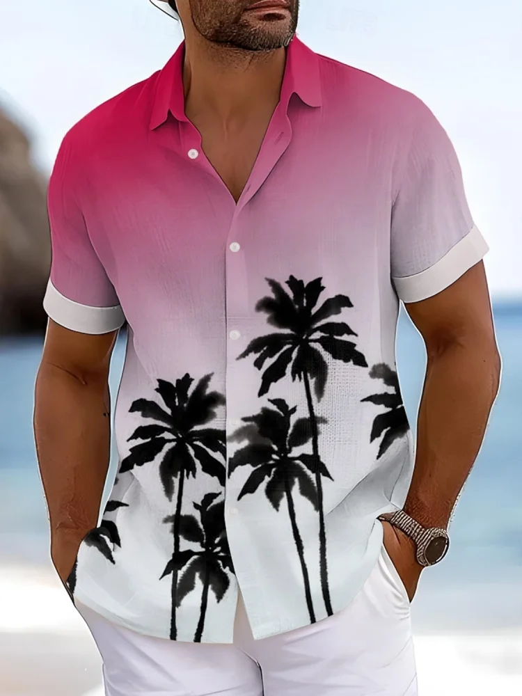 Summer 3D Striped Retro Printed Men's Shirts Casual Men's Short-Sleeved Shirts Outdoor Vacation Beach Shirts Seaside T-Shirt