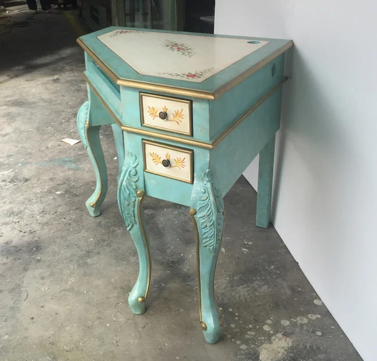 European-Style Retro Computer Desk Modern Light Luxury Triangle Desk Mediterranean Pastoral Style Dresser