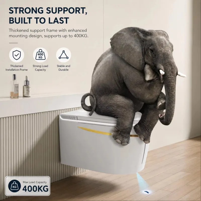 Wall Mounted Intelligent Bidet Toilet with Built in Tank Auto Flush Heated Seat