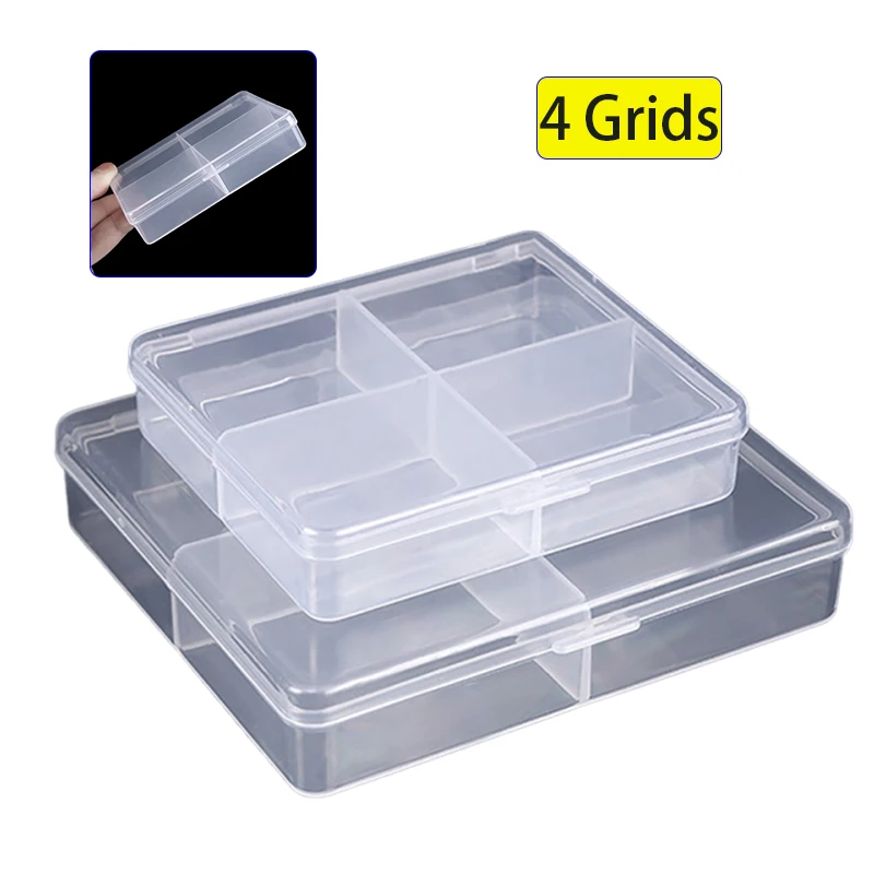 1 pz scatola di immagazzinaggio quadrata in plastica trasparente piccoli oggetti articoli vari custodia per organizzatore gioielli perline contenitore scatola strumenti accessori