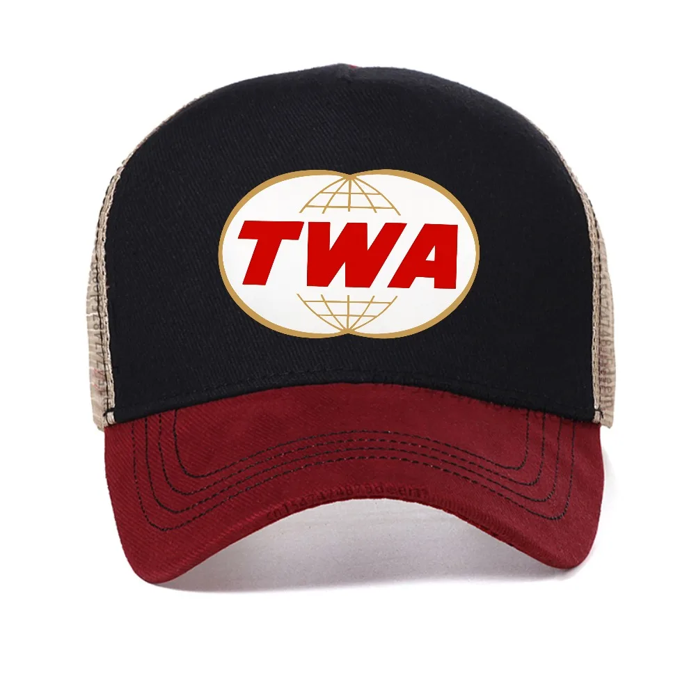 

TWA letter print mesh Baseball Caps fashion casual Unisex Snapback Hats summer Hip Hop Adjustable sports Breathable trucker hat