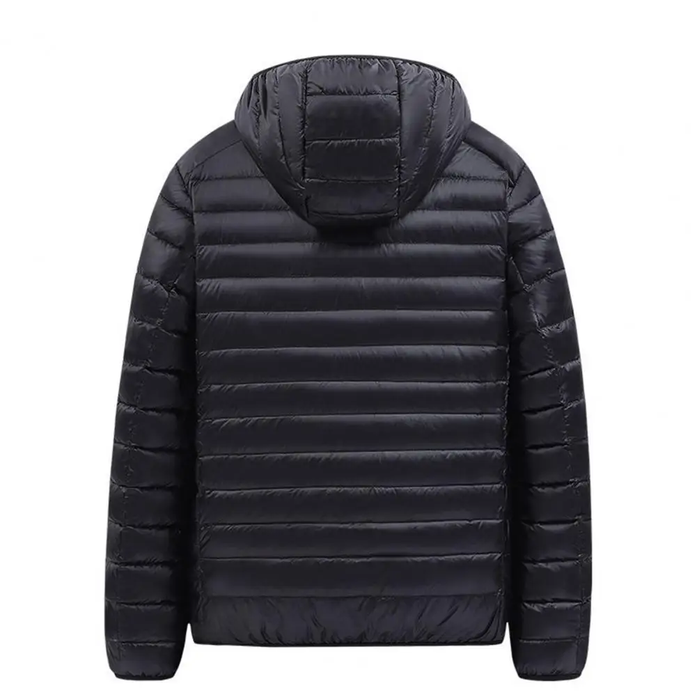 2025 Men Down Coat Hooded Warm Winter nsulated Puffer Jacket Long Sleeve Zipper Closure Windproof Quilted Coat Warm Hooded Coat