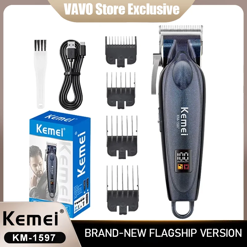 

Профессиональная электрическая машинка для стрижки волос Kemei KM-1597, беспроводной триммер для точной стрижки и контурной прически
