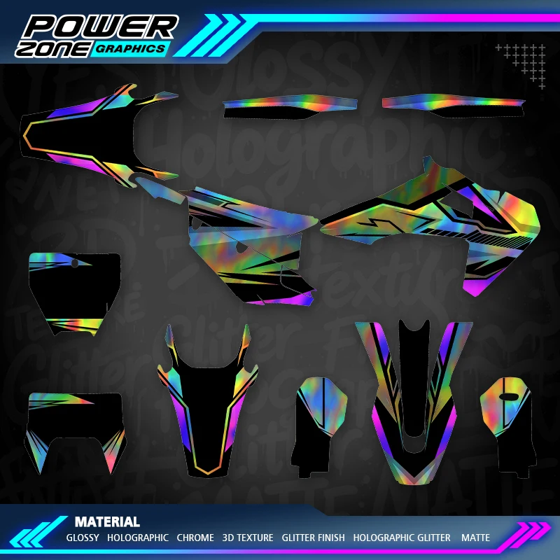 PowerZone Chrome Graphics Stickers For Husqvarna 2019 2020 2021 TC FC TX FX FS 2020 2021 2022 2023 TE FE Holographic 163
