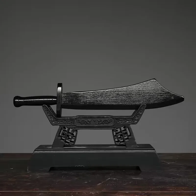 Natural Solid Wood Weapon Frame Crafts Carving Sword Knife Base Flute Display Frame Sword Holder Ivory Ox Horn Wooden Stand