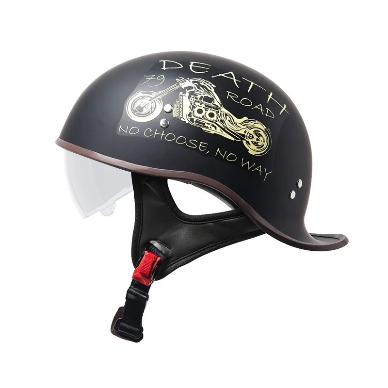 Summer retro motorcycle helmet unisex lightweight small upturned helmet cruise pedal electric bike commuter riding helmet