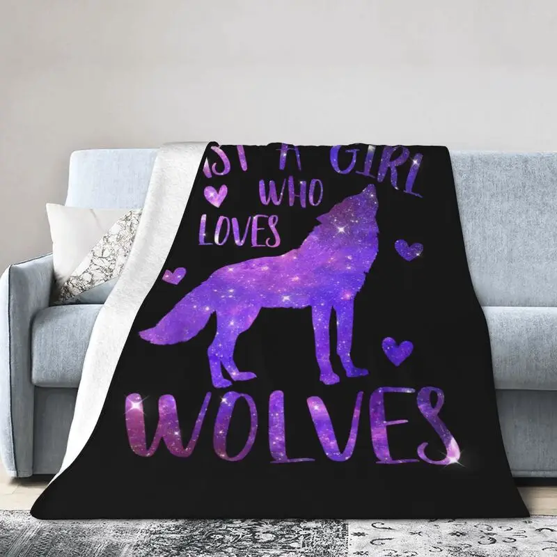 

Wolf Throw Blanket Sofa Cover Aesthetic Animal Designer Cozy Microfiber Flannel Fleece Warm Huggl For Home Bench Beds Couch