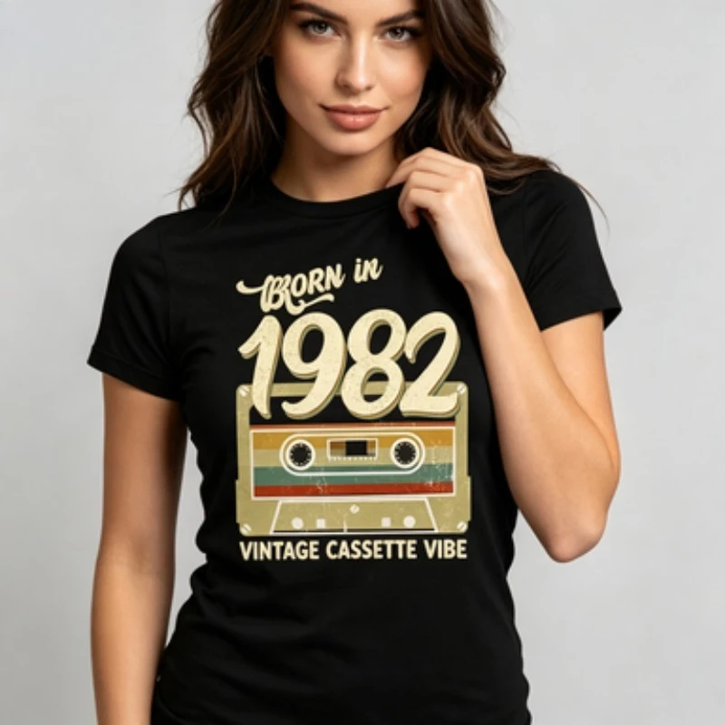 Made In 1982 Limited Edition Graphic Print T Shirt Women Birthday Gift Tshirt Femme Harajuku Shirt Summer Fashion T-Shirt Female