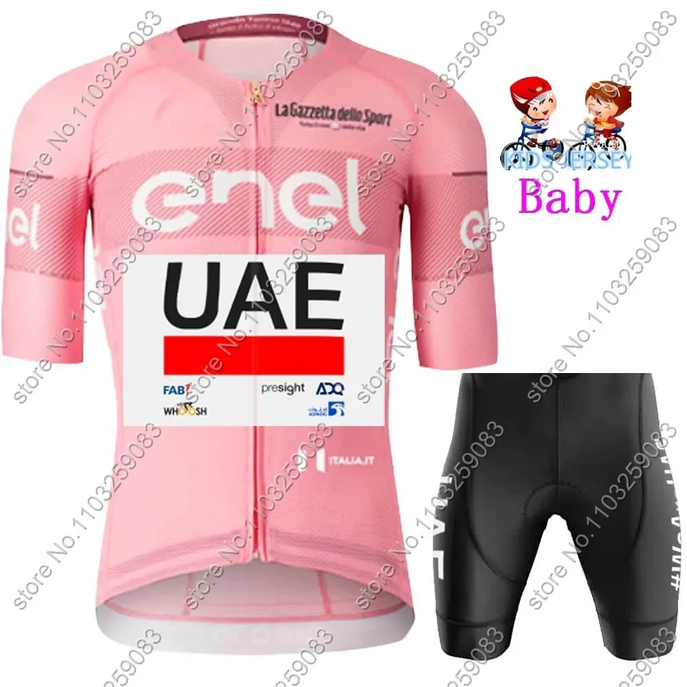 France Tour Kids UAE Cycling Jersey 2024 TDF Set Boys Girls Yellow Green Pink Cycling Clothing Children Suit MTB Ropa Maillot