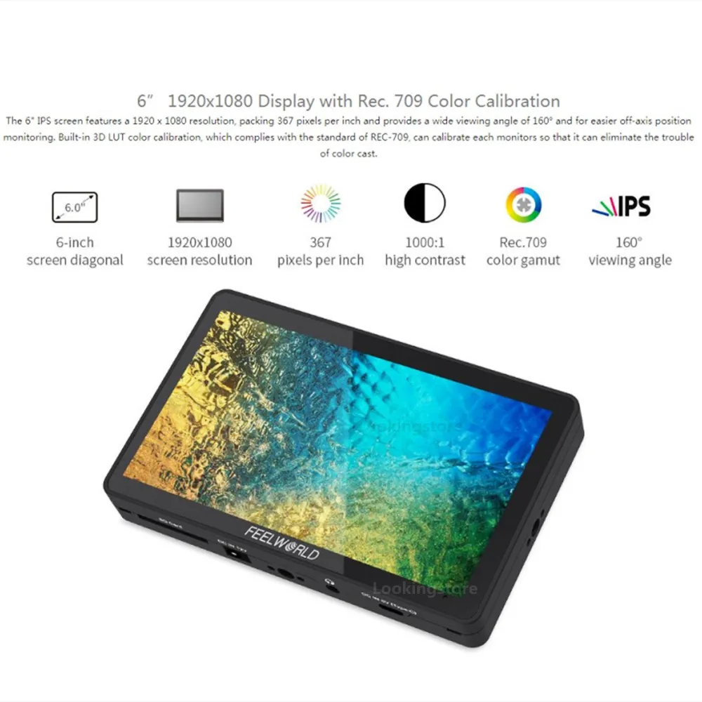 FEELWORLD F6 PLUS V2 6 Inch on Camera DSLR Field Monitor Touch Screen IPS FHD 1920x1080 Video 4K Monitor for Canon Nikon Camera
