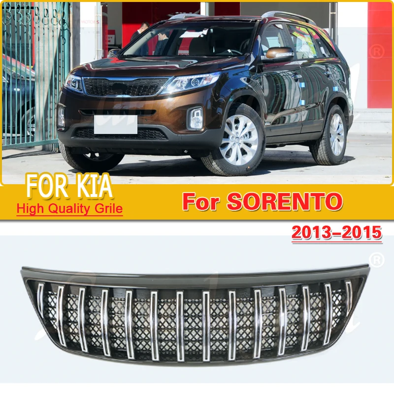 

For KIA Sorento 2013 2014 2015 Car Accessories Front Bumper Chrome Grille Centre Panel Styling Upper Racing Grill