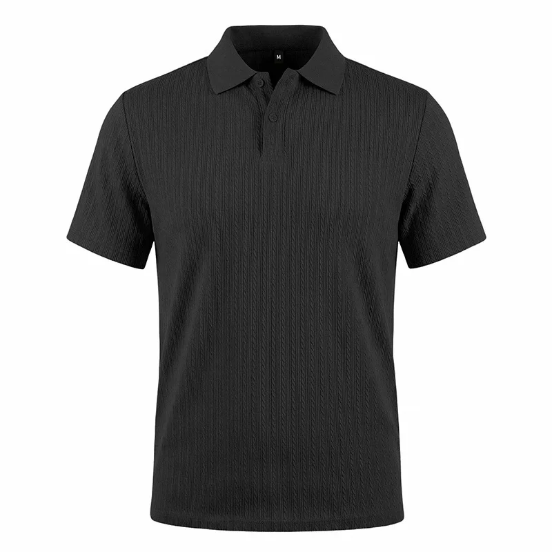 Europäisches und amerikanisches Sommer-Herren-Polohemd mit lockerem Jacquard-Strickmuster, geknöpft, kurzärmelig, auf Lager – Detail 24