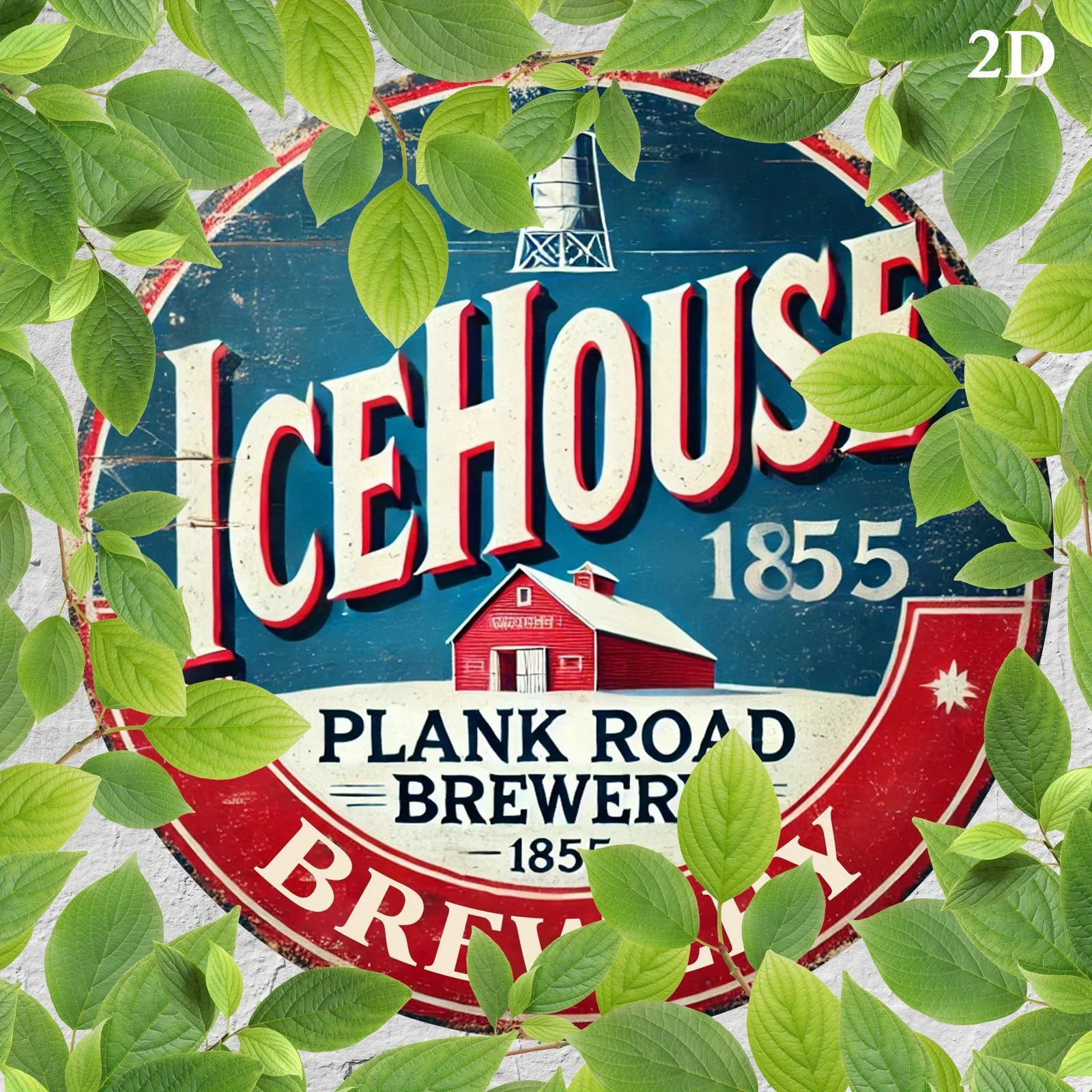 2D Flat - One Piece of 2D Flat-Printed Metal Sign Featuring Ice House Brewery, Measuring 7.8X7.8inch. This Round Wall Art Has