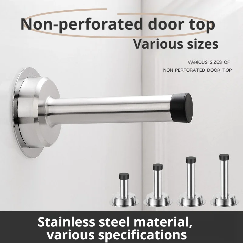 Non-Magnetic Heavy-Duty Door Bumper – Household Wall-Mounted Stainless Steel Rubber Door Holder Catch Stopper
