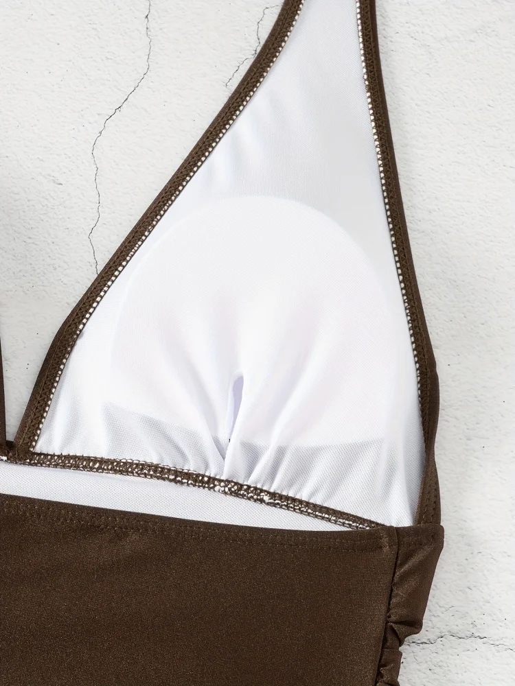 Bikini Donna Costume da bagno 2026 Nuovo Solid Halter Bikini Set Sexy Vita alta Costumi da bagno Estate Due pezzi Beachwear Costume da bagno femminile