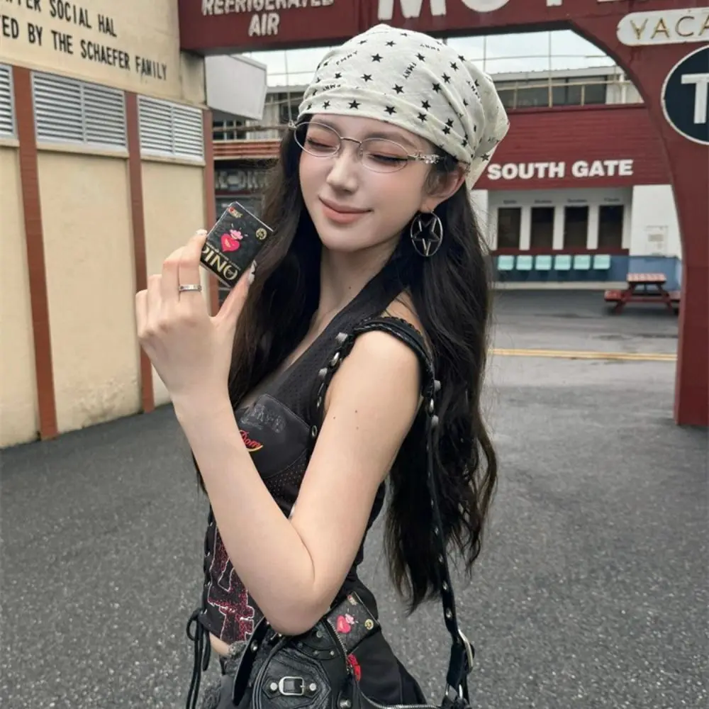 

Headwear Y2K Leopard Print Hair Scarf Hip Hop Spicy Girl Punk Bandana Bandanna Letter Small Square Scarf Streetwear