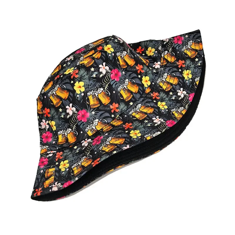 Spring and Autumn Polyester Cartoon Print Bucket Hat Fisherman Hat Outdoor Travel Hat Sun Cap Hats for Men and Women 239
